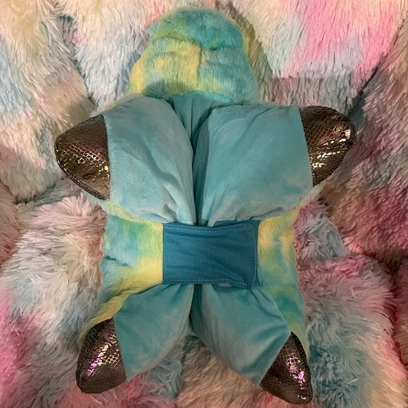 Green & Blue Dinosaur with Shiny Heart Comb & Feet * Stuffed Animal Pillow - Picture 6 of 16